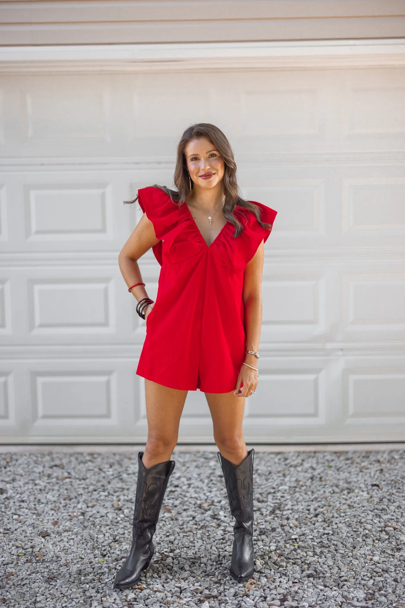 Sizzling Style Red Denim Romper