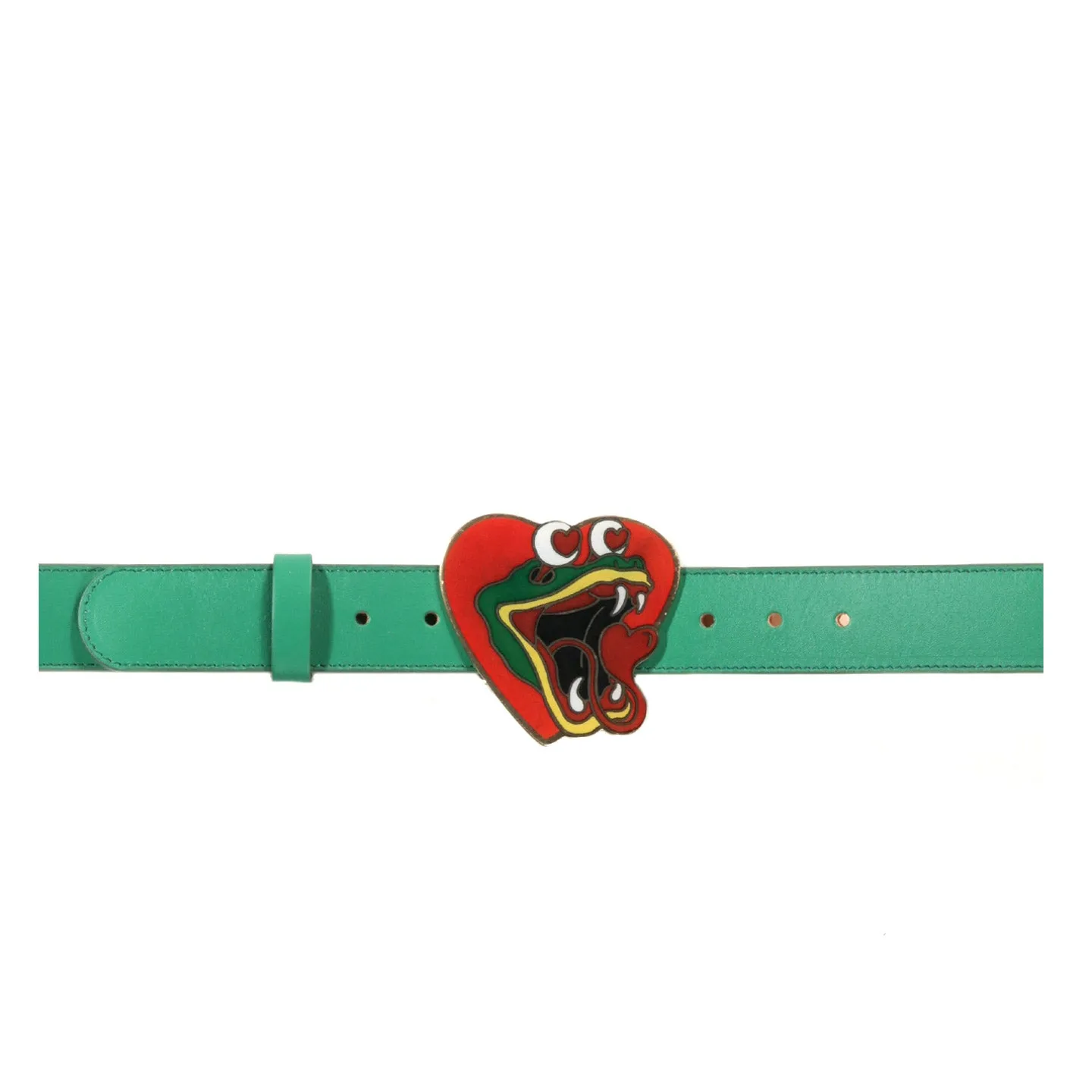 SKY HIGH FARM WORKWEAR SNAKE HEART BELT GREEN LEATHER