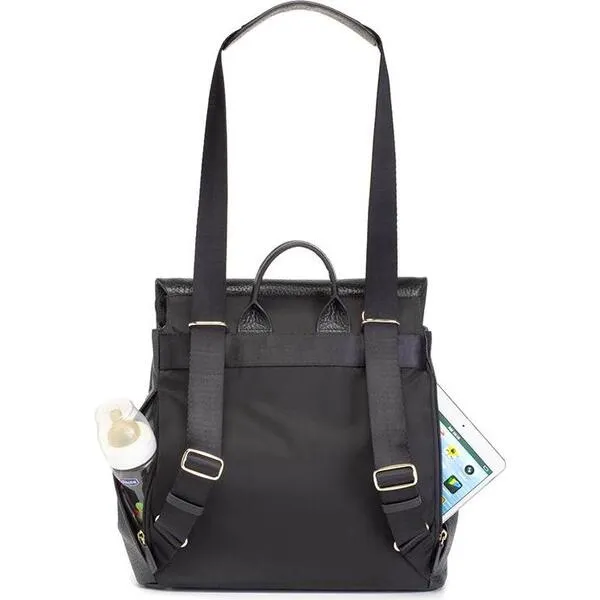 Storksak St. James Convertible Backpack, Black Leather