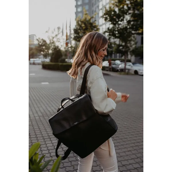 Storksak St. James Convertible Backpack, Black Leather