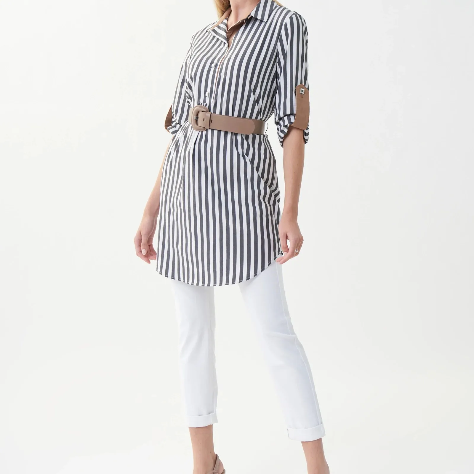 Stripe Belted Tunic Dress