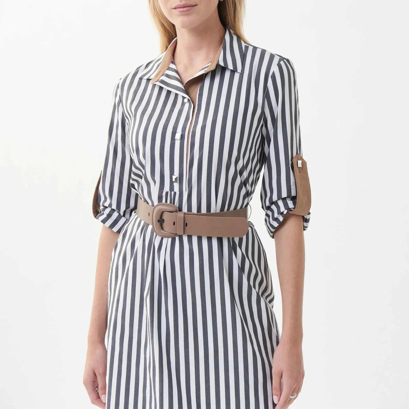 Stripe Belted Tunic Dress