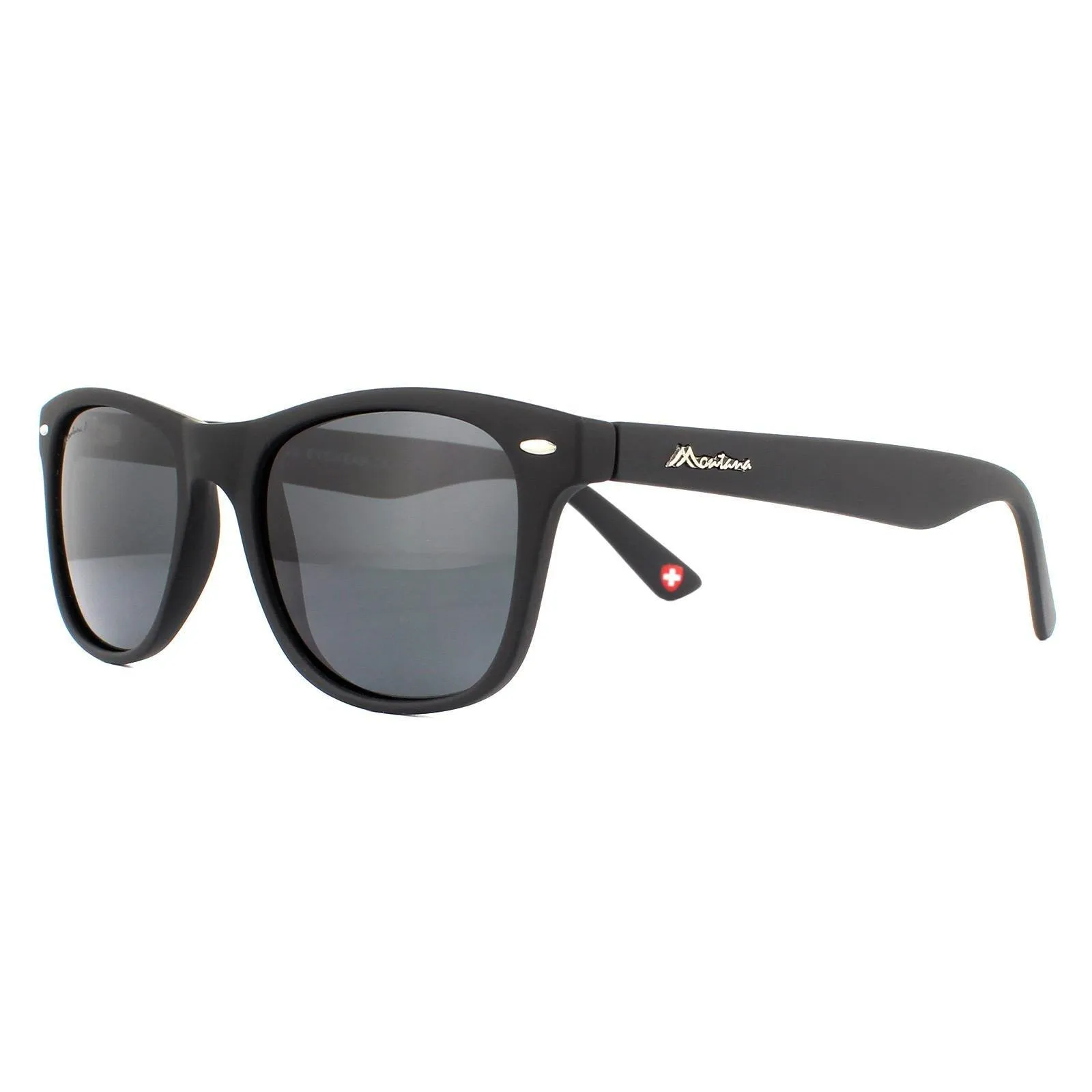 Sunglasses | Rectangle Matte Black Rubbertouch Black Smoke Polarized Sunglasses | montana