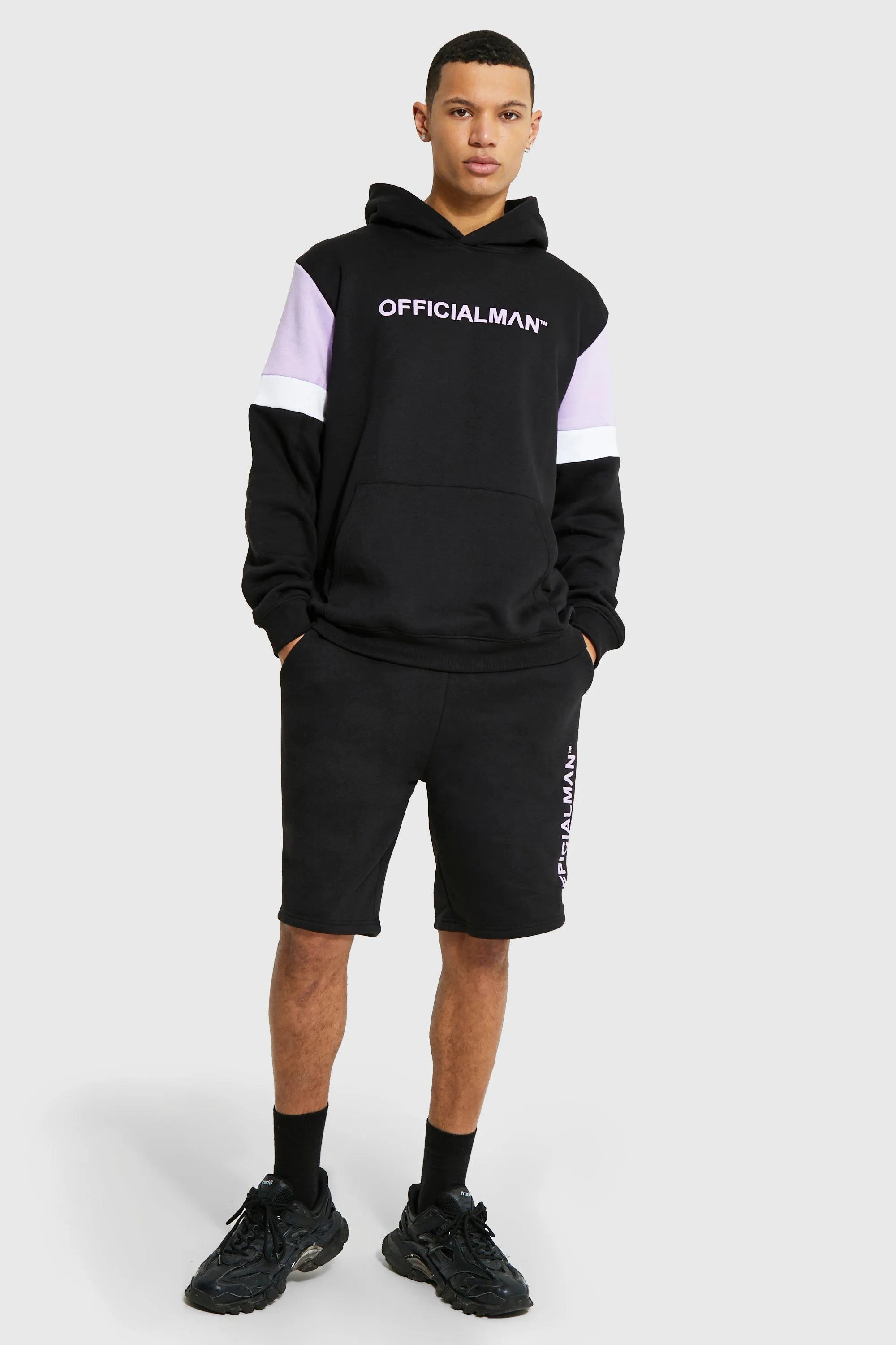 Tall Official Colour Block Short Tracksuit | boohooMAN UK