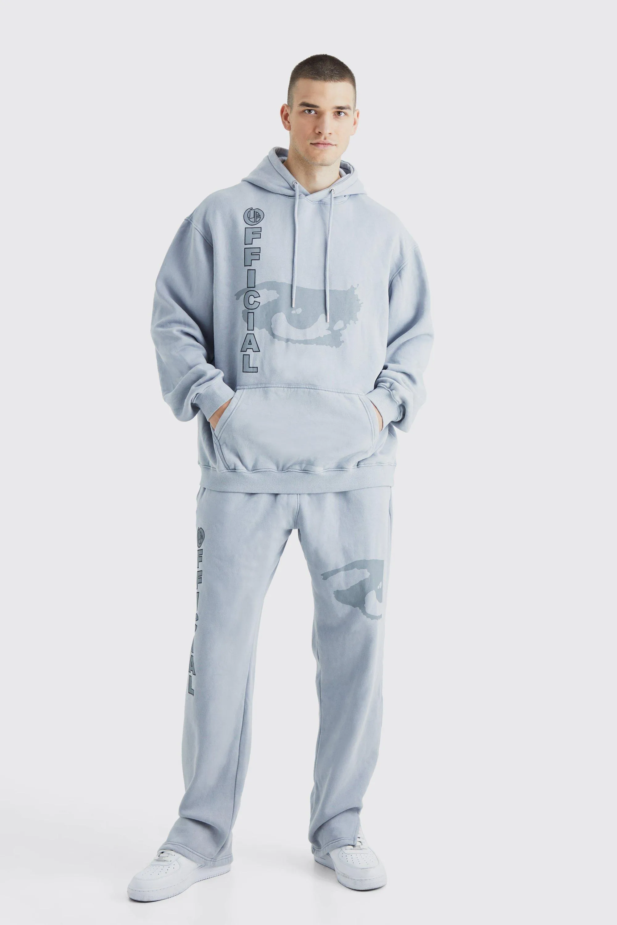 Tall Oversized Washed Graphic Tracksuit | boohooMAN UK