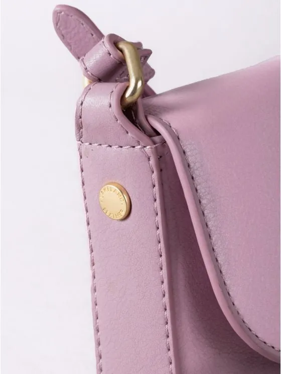 Tarnbeck Small Leather Flapover Cross Body Bag in Dusky Pink