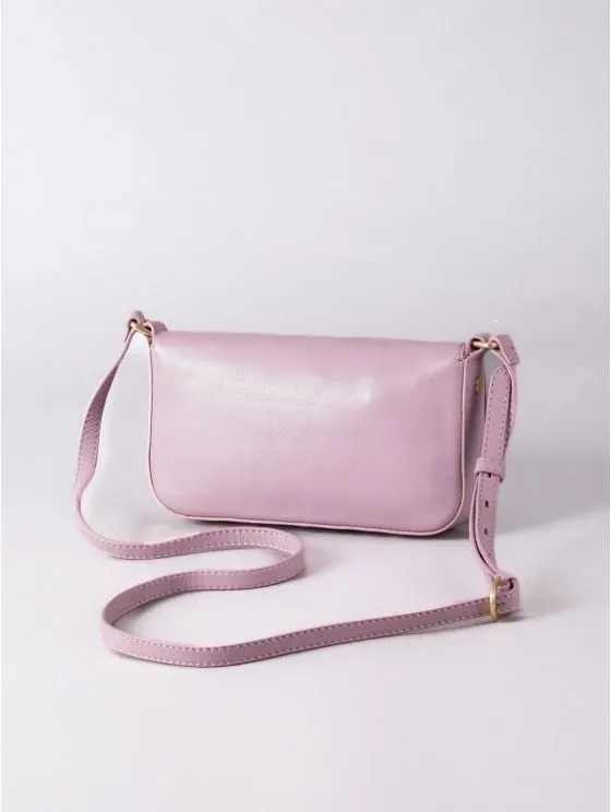 Tarnbeck Small Leather Flapover Cross Body Bag in Dusky Pink