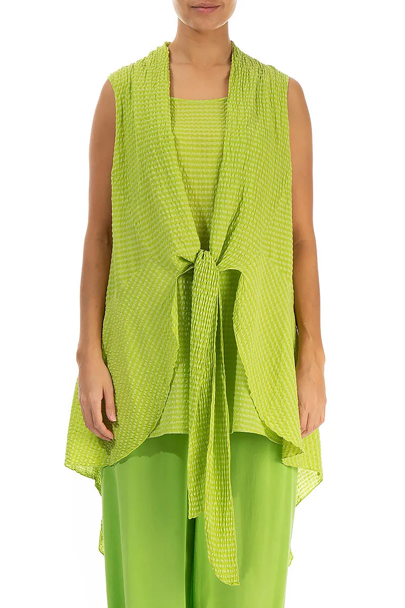 Tie Up Lime Textured Silk Tunic