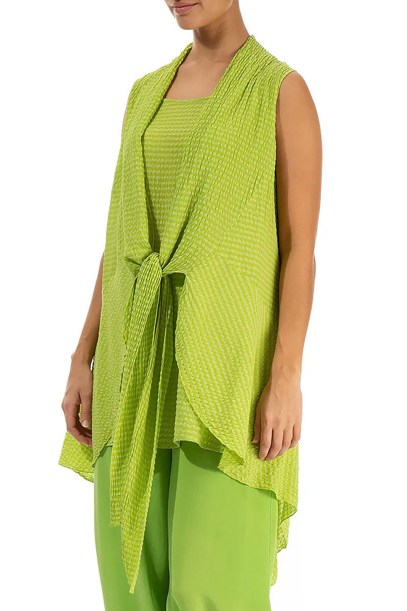 Tie Up Lime Textured Silk Tunic