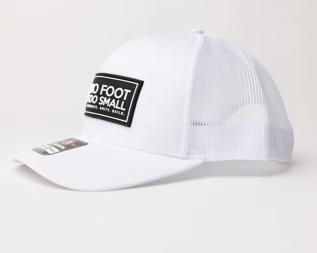 Trucker Hat- White (Black Patch)