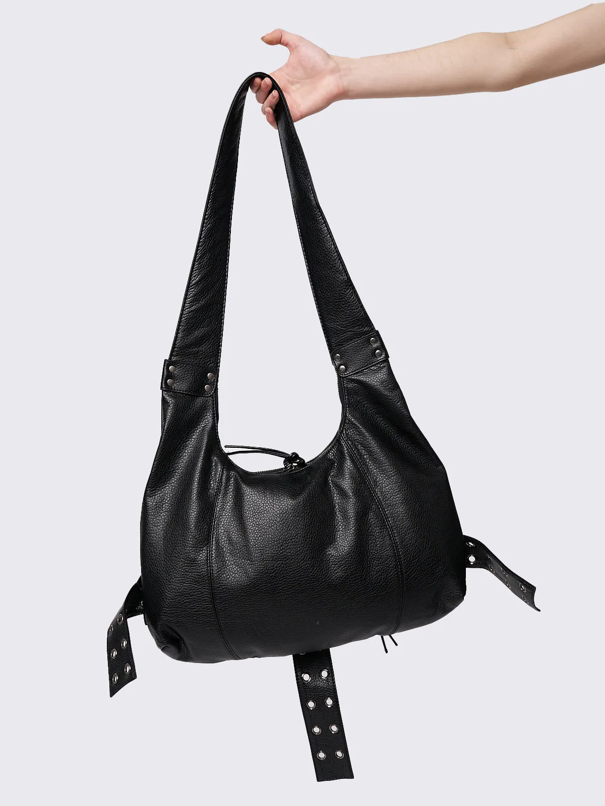 Unchained Black Faux Leather Shoulder Bag