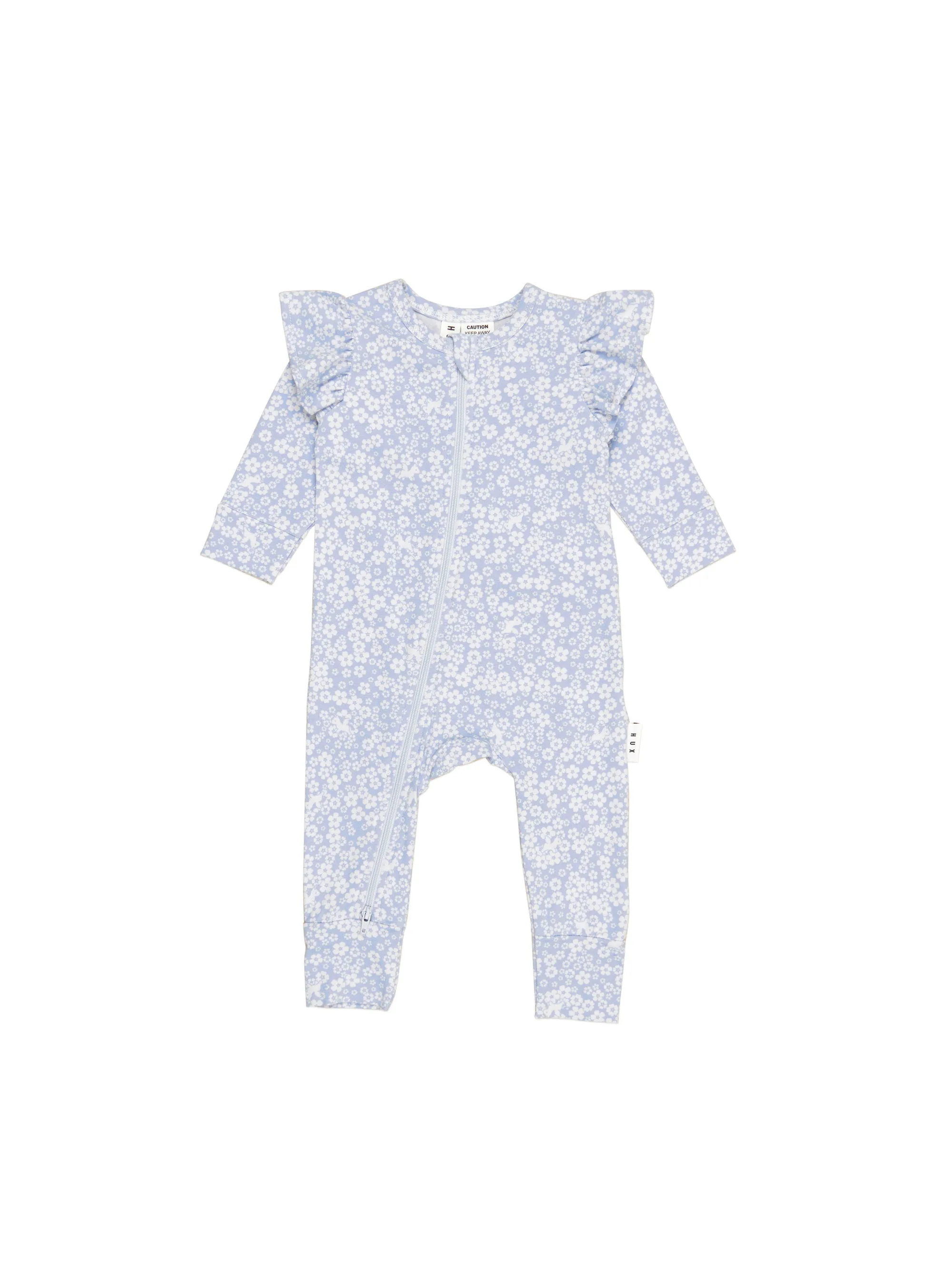 Unicorn Surprise Frill Romper || Dusty Blue