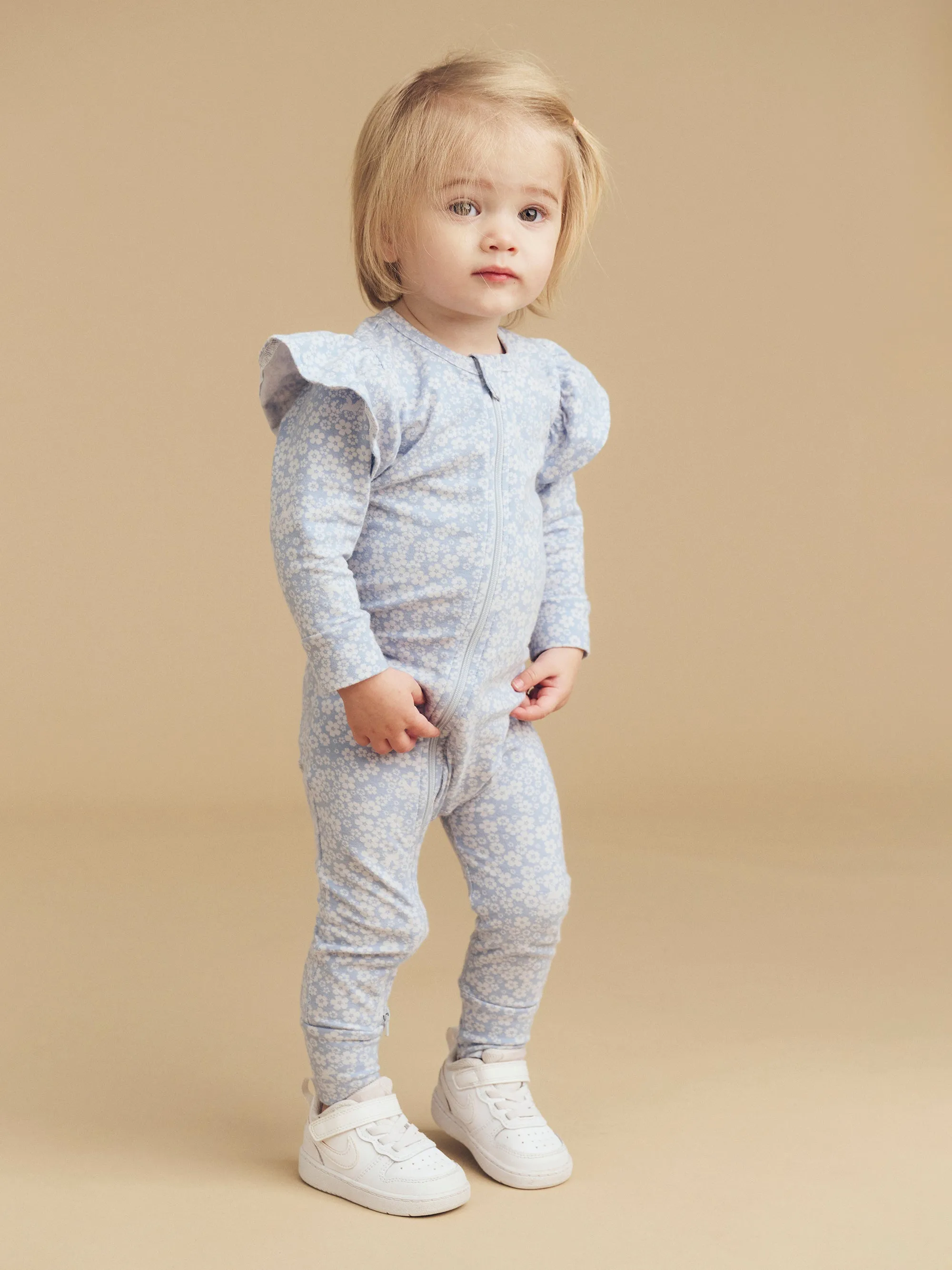 Unicorn Surprise Frill Romper || Dusty Blue