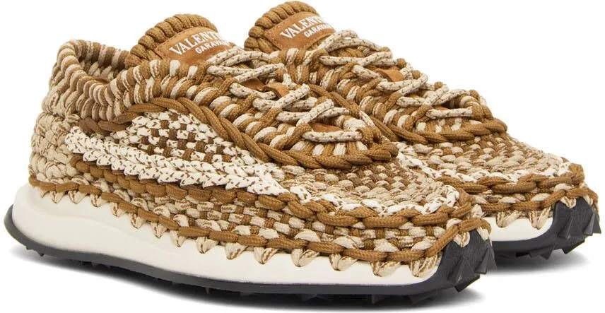 Valentino Garavani Brown Crochet Sneakers