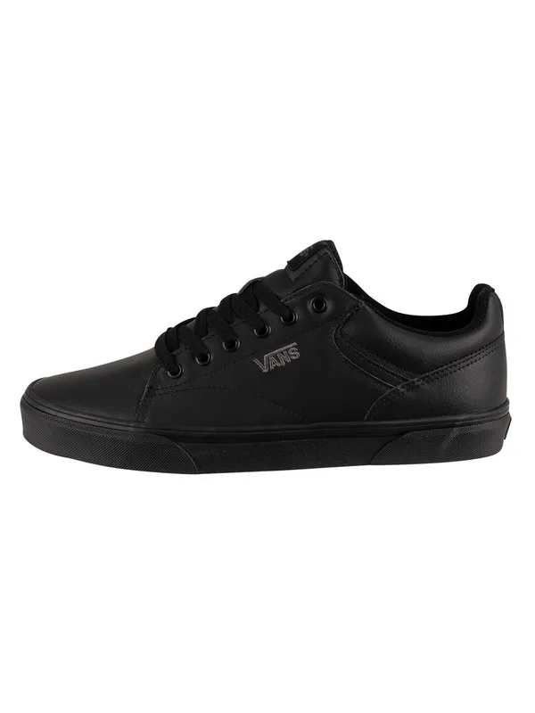 Vans Seldan Tumble Leather Trainers - Black/Black