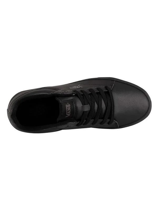 Vans Seldan Tumble Leather Trainers - Black/Black