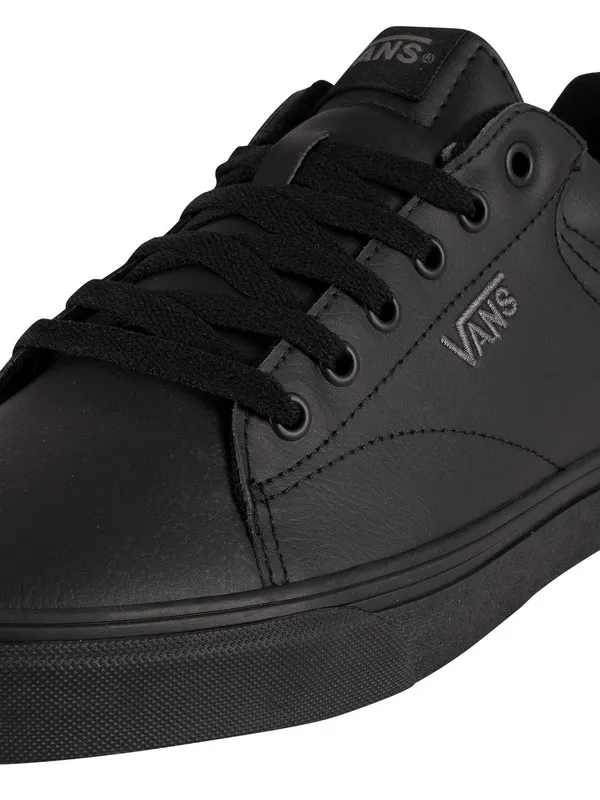 Vans Seldan Tumble Leather Trainers - Black/Black