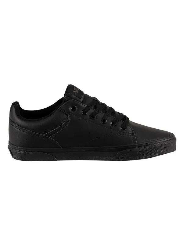 Vans Seldan Tumble Leather Trainers - Black/Black