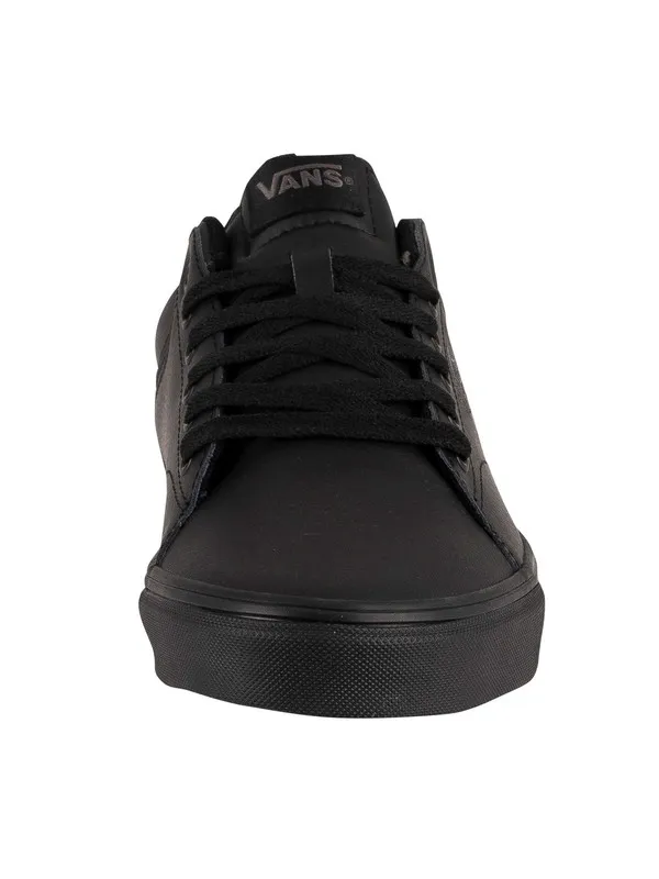 Vans Seldan Tumble Leather Trainers - Black/Black