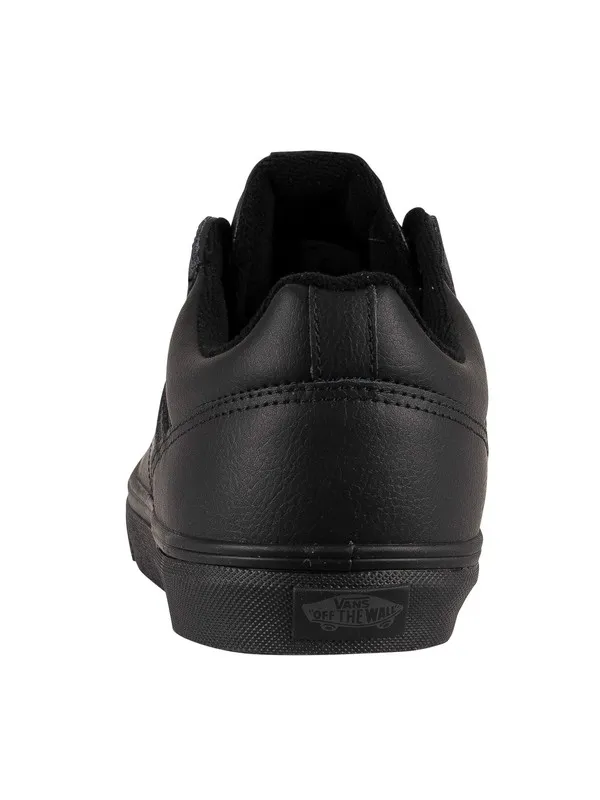 Vans Seldan Tumble Leather Trainers - Black/Black