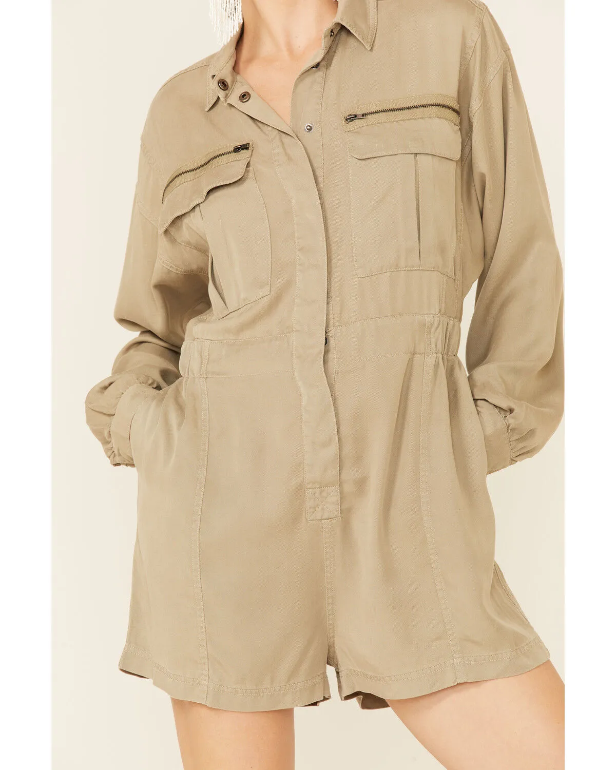 Very J Women's Tencel Utility Romper