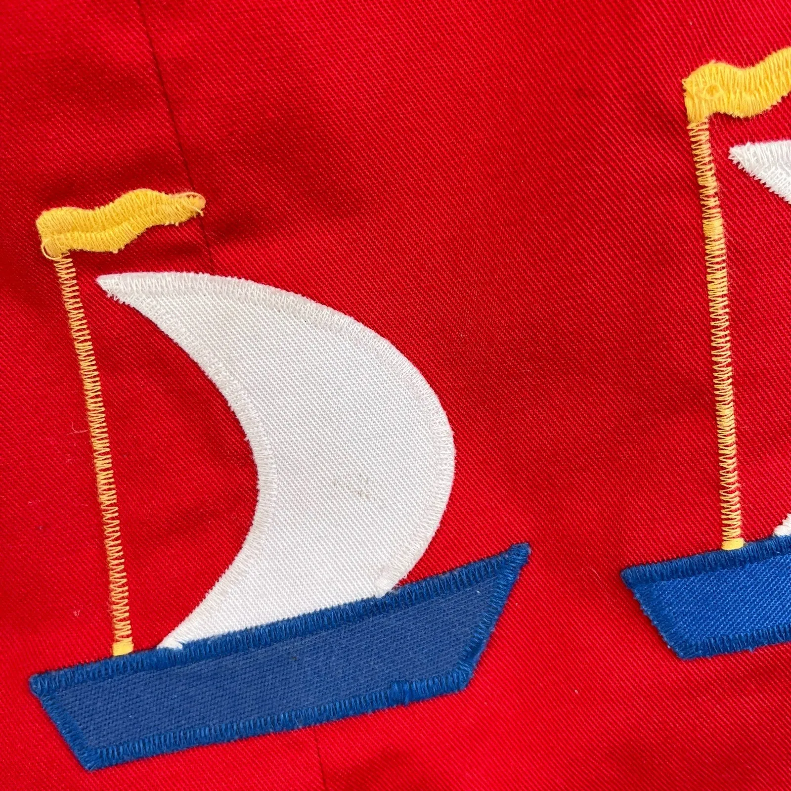 Vintage Red Applique Sailboat Jon Jon Romper 4T