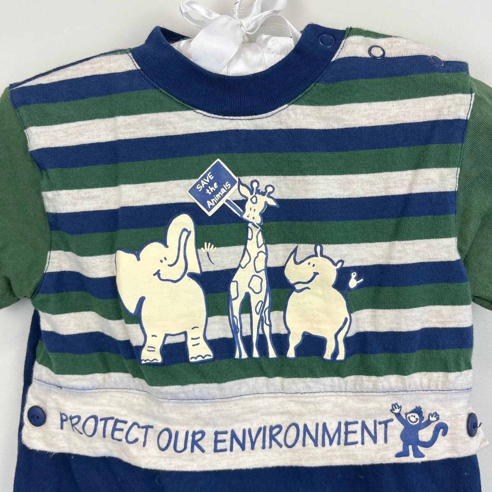 Vintage Weeplay Kids Save the World Shortall Romper 6-9 Months