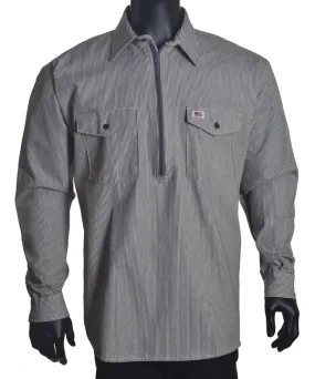 Whistle Workwear Men's Hickory Half Zip Long Sleeve Work Shirt