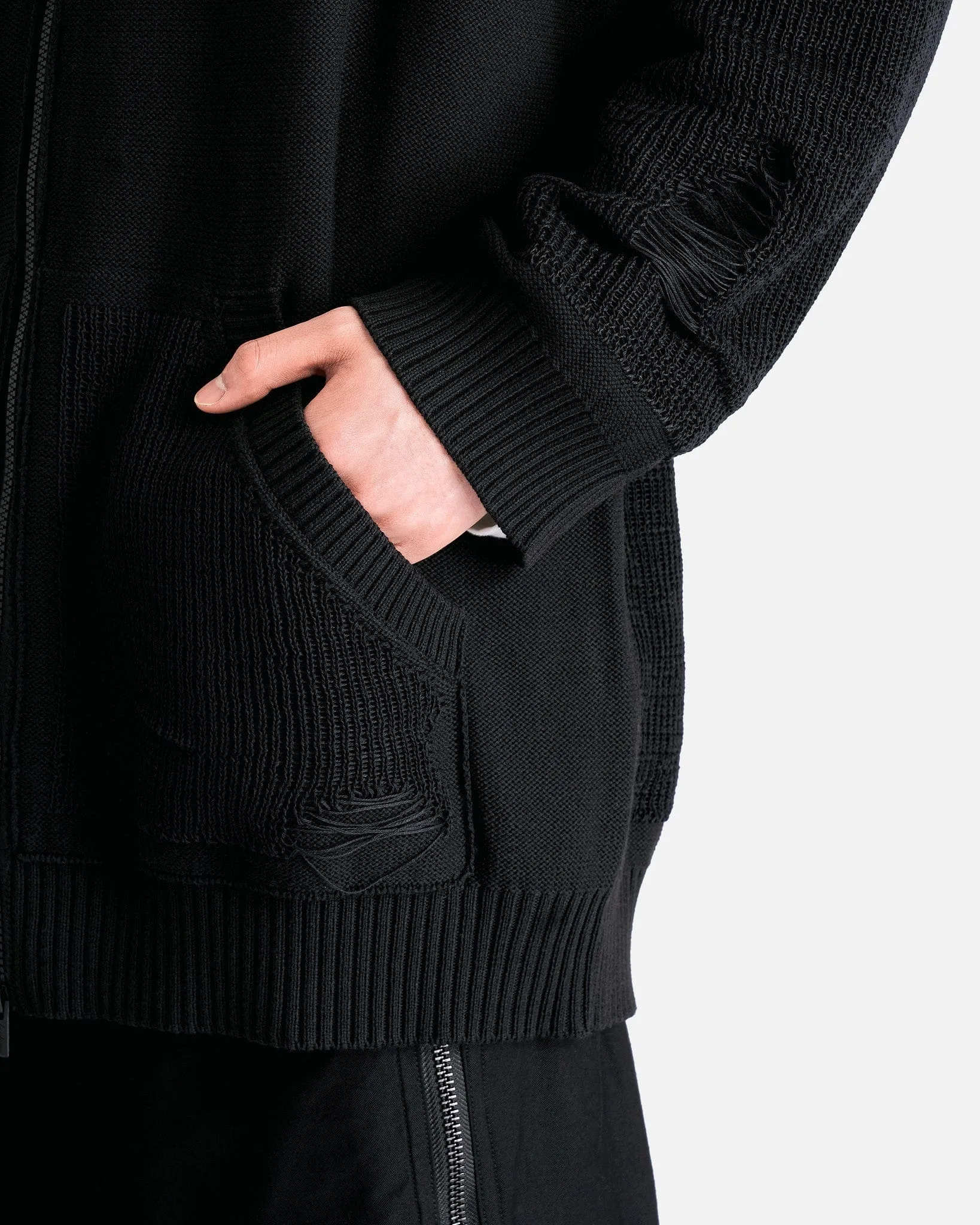 Yohji Yamamoto Pour Homme Zip Hoodie in Black