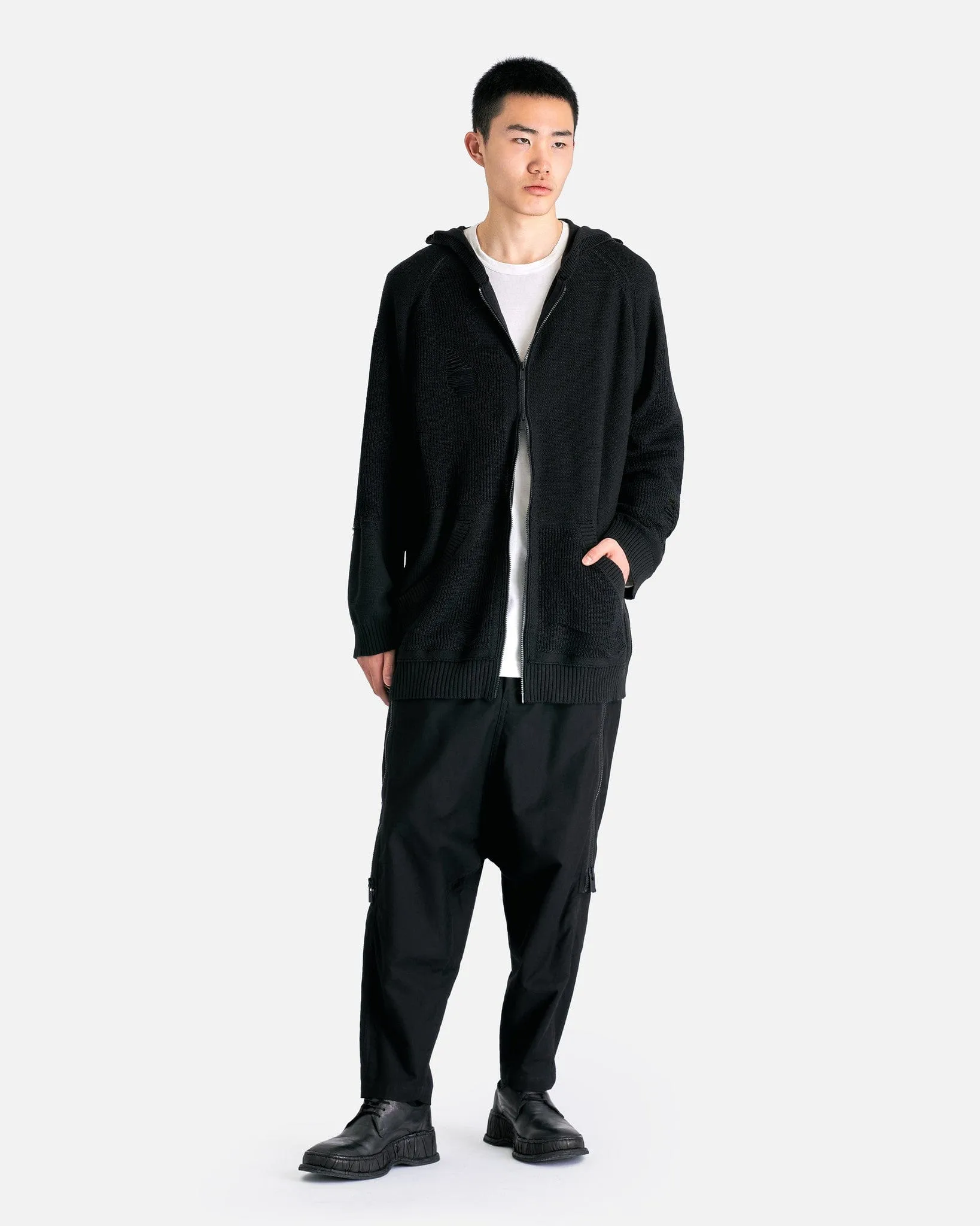 Yohji Yamamoto Pour Homme Zip Hoodie in Black