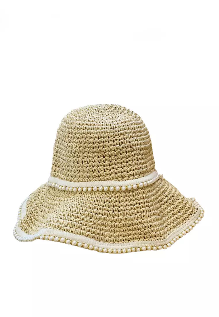 ZITIQUE Weaving pearl straw hat